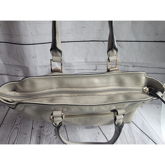 Moda Luxe Light Grayish Color Genuine Leather Hobo Bag Purse Handbag Tote READ - Picture 15 of 16